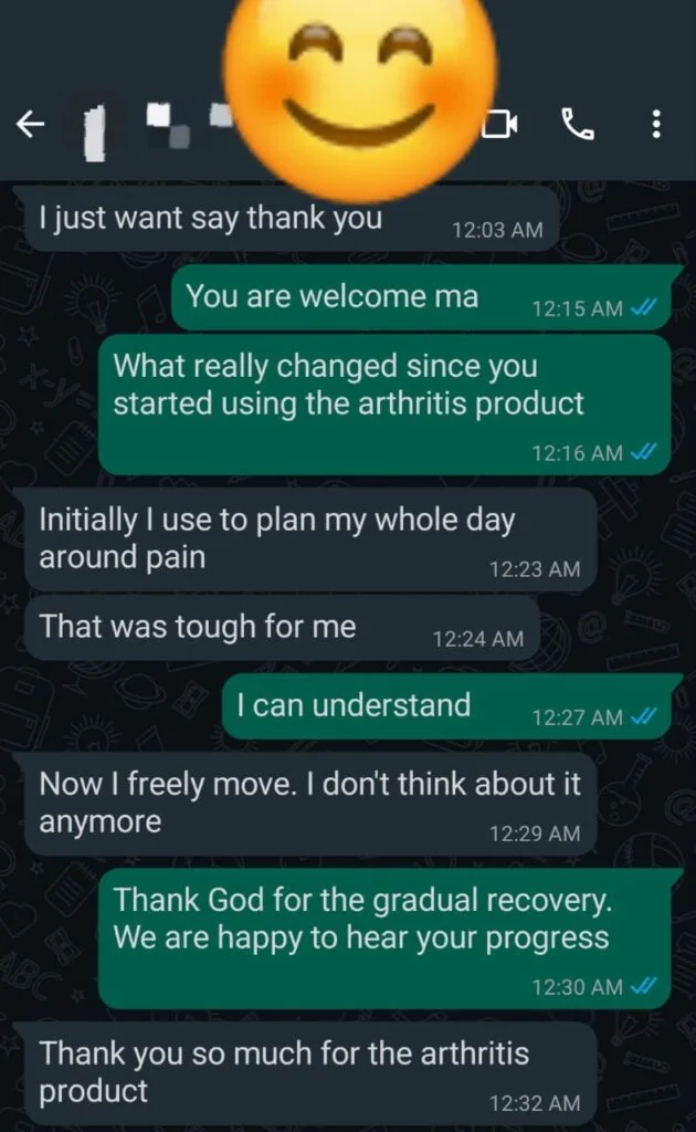 Customer WhatsApp message