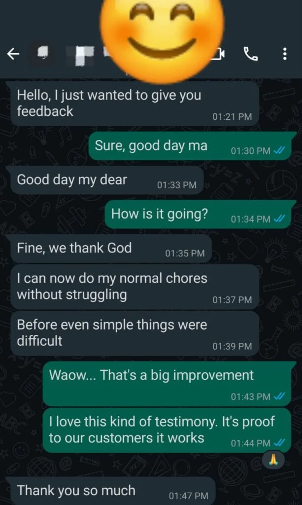 Customer WhatsApp message